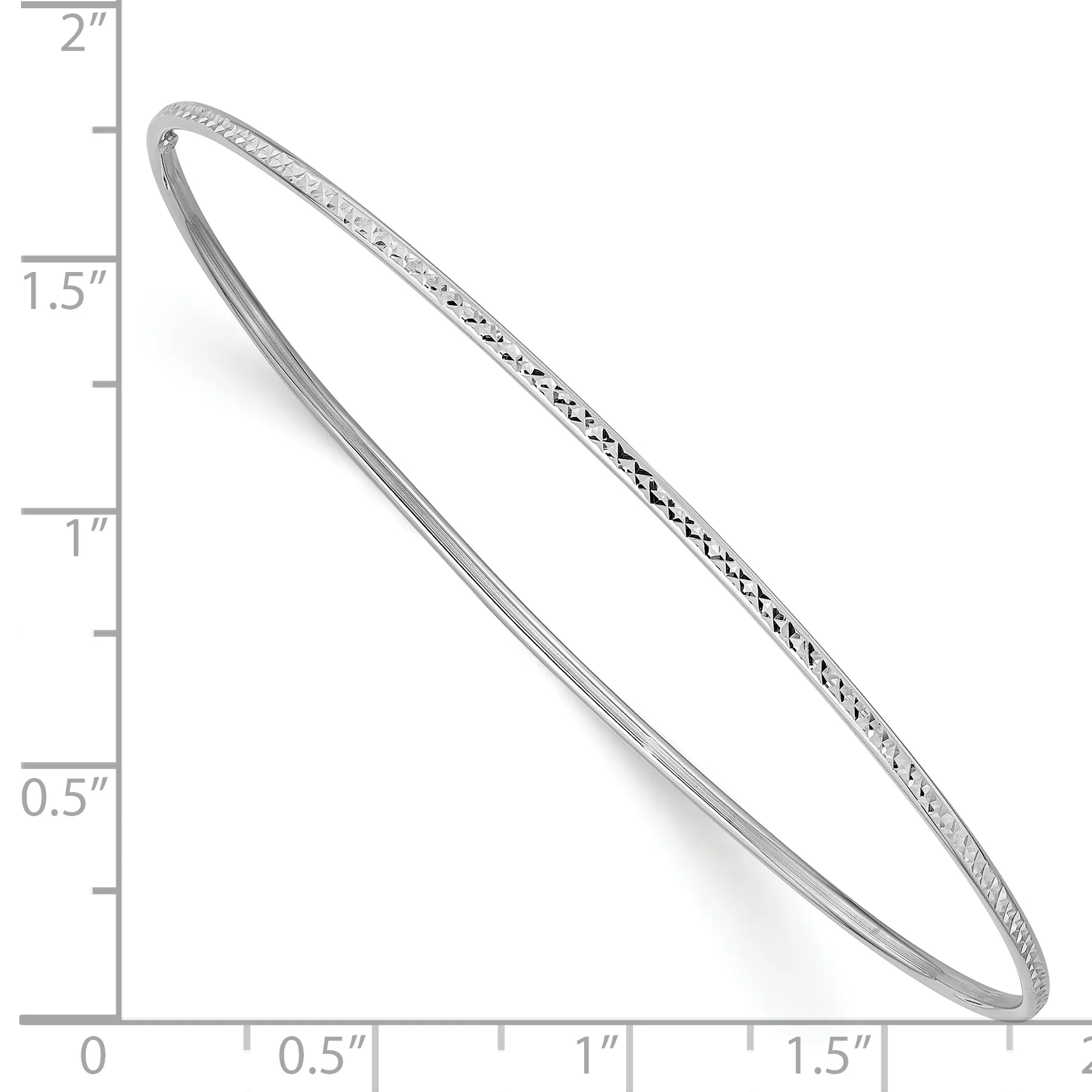 Pulsera Bangle de Oro Blanco de 14k Cortada con Diamante de 1.5 mm - Image 3