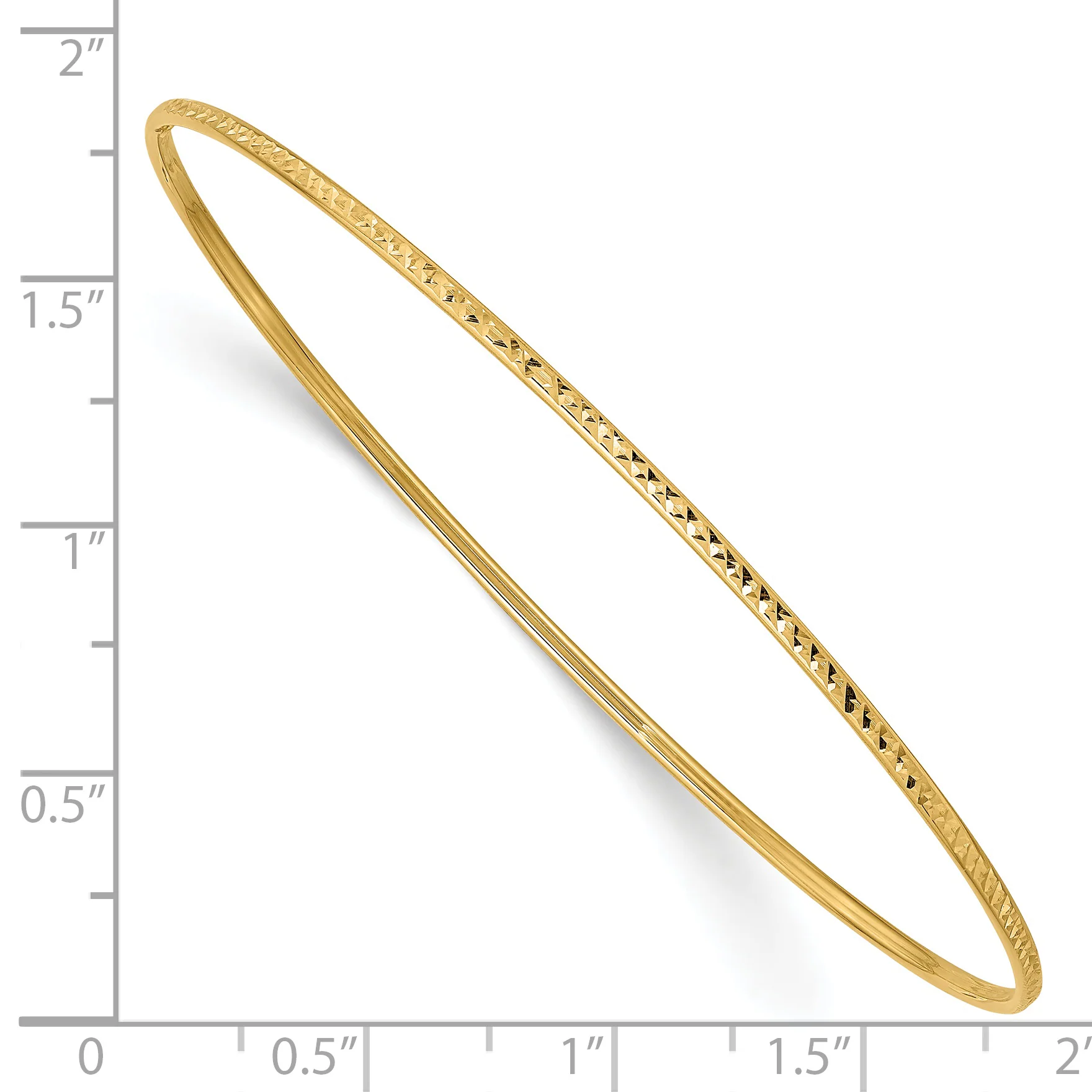 Pulsera Bangle Deslizable de Corte Diamante de 1.5mm en Oro de 14k - Image 3