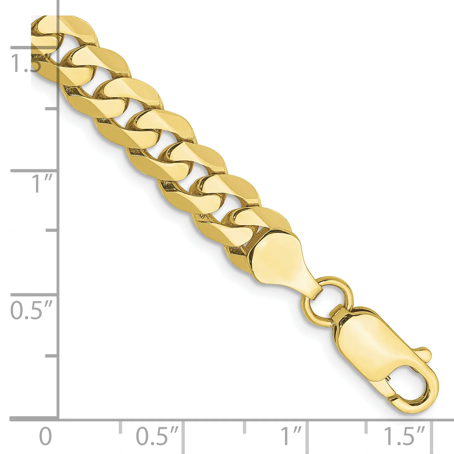 Pulsera Curb Aplanada y Biselada de Oro de 10k de 6.75 mm - Image 2