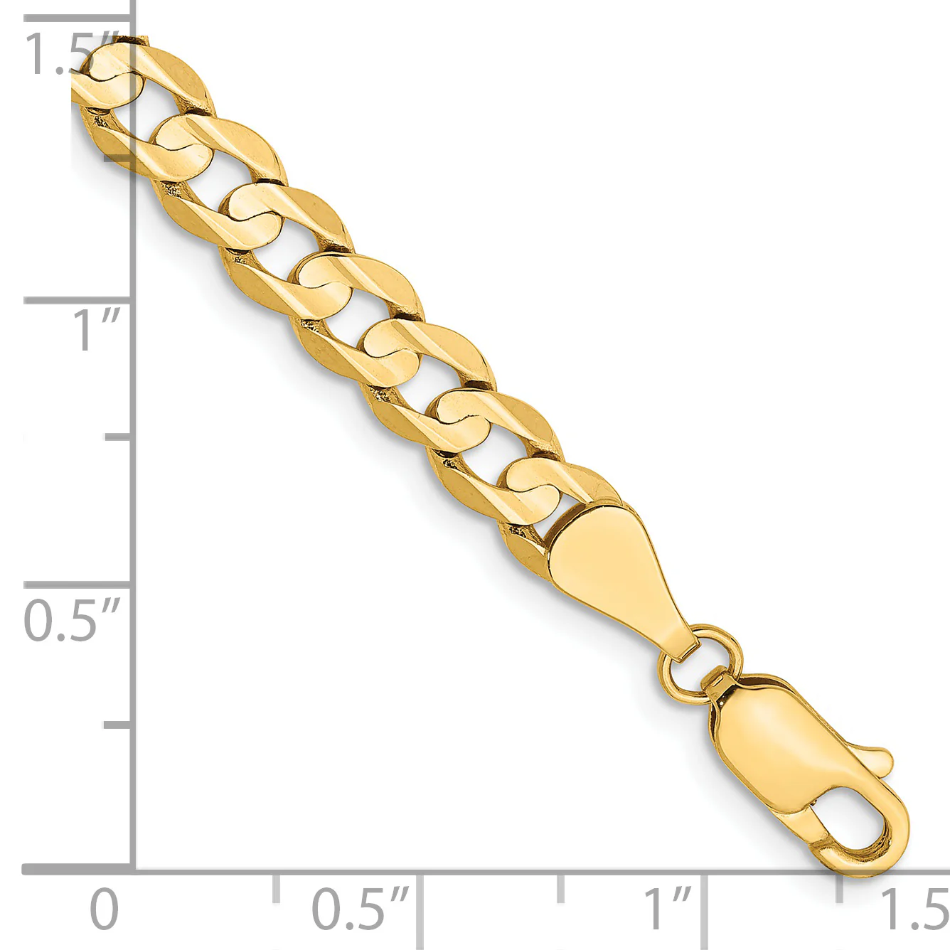 Pulsera Curb de 7 pulgadas y 5.25 mm con Bisel Abierto y Cierre de Langosta en Oro de 14k - Image 2