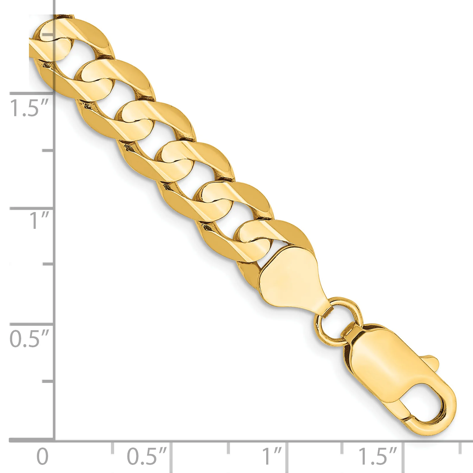 Pulsera Curb de 8 pulgadas y 7.5 mm con Bisel Abierto y Cierre de Langosta en Oro de 14k - Image 2