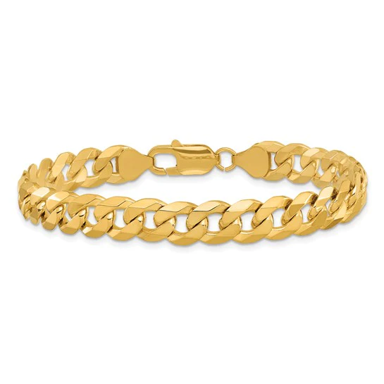Pulsera Curb de 8.25 mm y 10k con Bisel Plano - Image 3