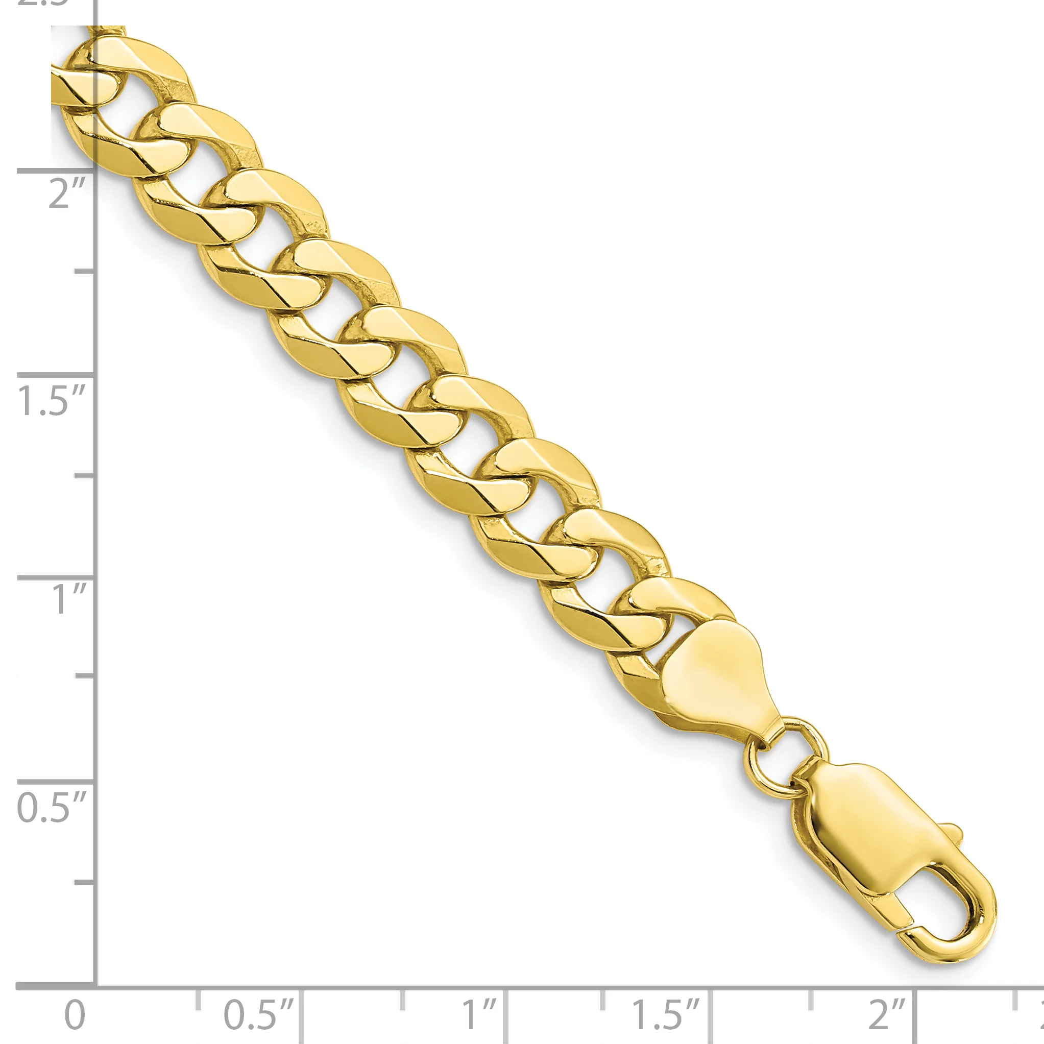 Pulsera Curb Aplanada y Biselada de Oro de 10k de 6.75 mm - Image 2