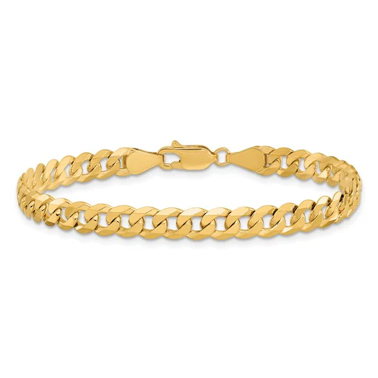 Pulsera Curb Aplanada y Biselada de Oro de 10k de 5.75 mm - Image 3