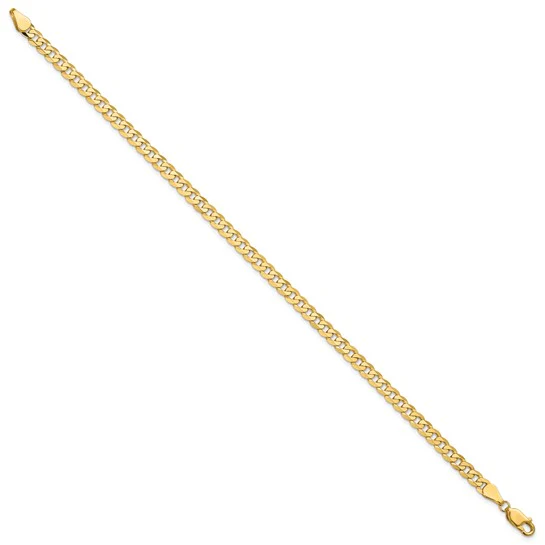 Pulsera Curb Aplanada y Biselada de Oro Amarillo de 14k de 9 pulgadas y 4.75 mm con Cierre de Langosta - Image 2