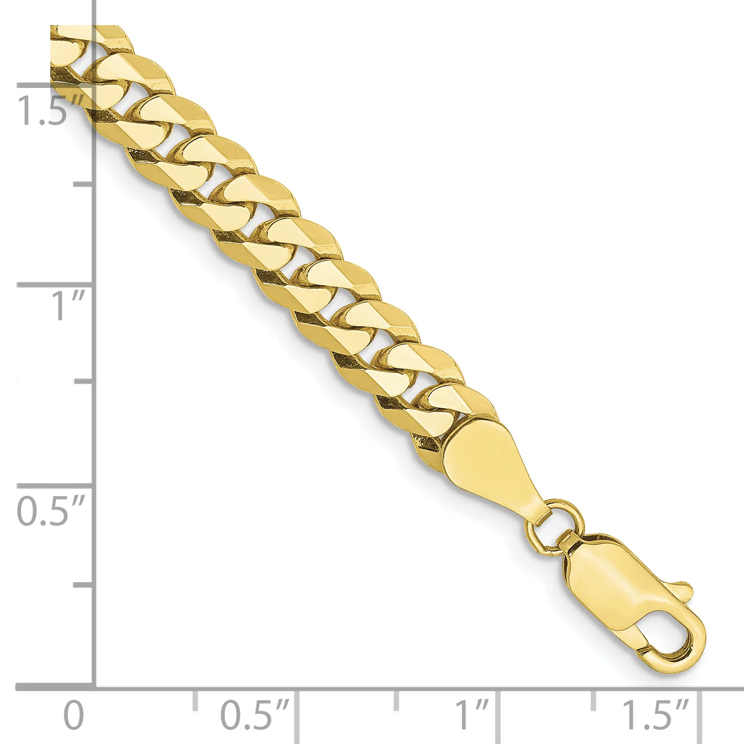 Pulsera Curb Aplanada y Biselada de Oro de 10k de 5.75 mm - Image 2