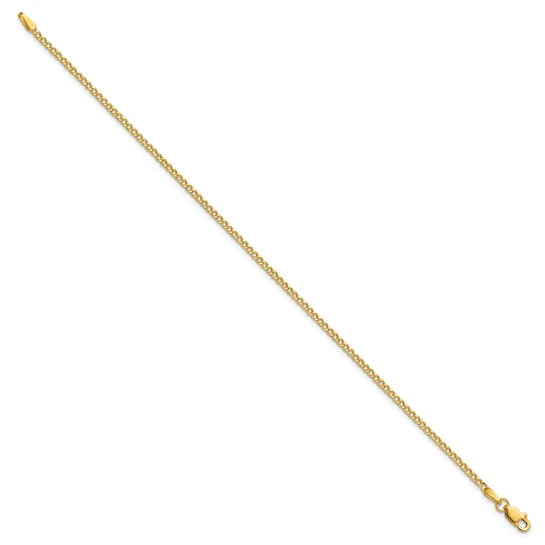 Pulsera Curb semi-sólida de oro amarillo de 14k de 7 pulgadas y 1.85mm con cierre de langosta - Image 3