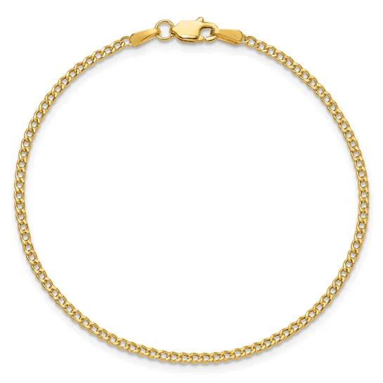 Pulsera Curb semi-sólida de oro amarillo de 14k de 7 pulgadas y 1.85mm con cierre de langosta - Image 5