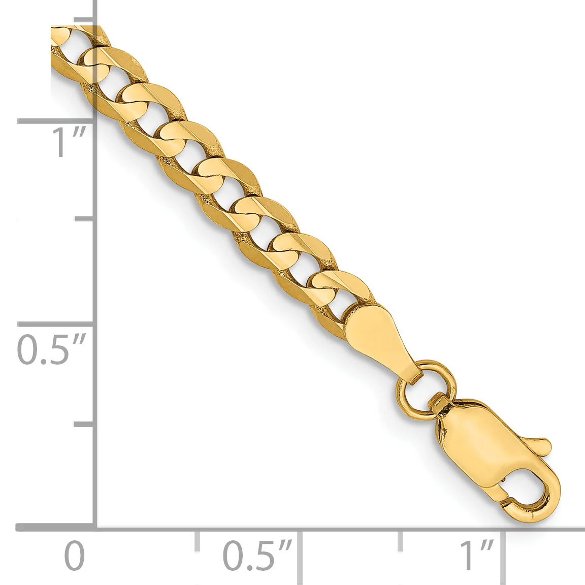 Pulsera Curb de 7 pulgadas y 3.8 mm con Bisel Abierto y Cierre de Langosta en Oro de 14k - Image 2