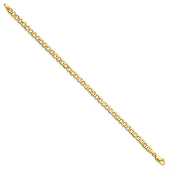 Pulsera de eslabones semisólida de 14k y 4,3 mm - Image 3