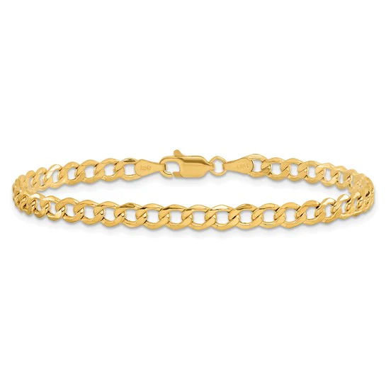 Pulsera de eslabones semisólida de 14k y 4,3 mm - Image 4