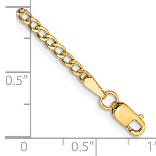 Pulsera Curb Semi-Sólida de 10k y 2.5 mm - Image 6