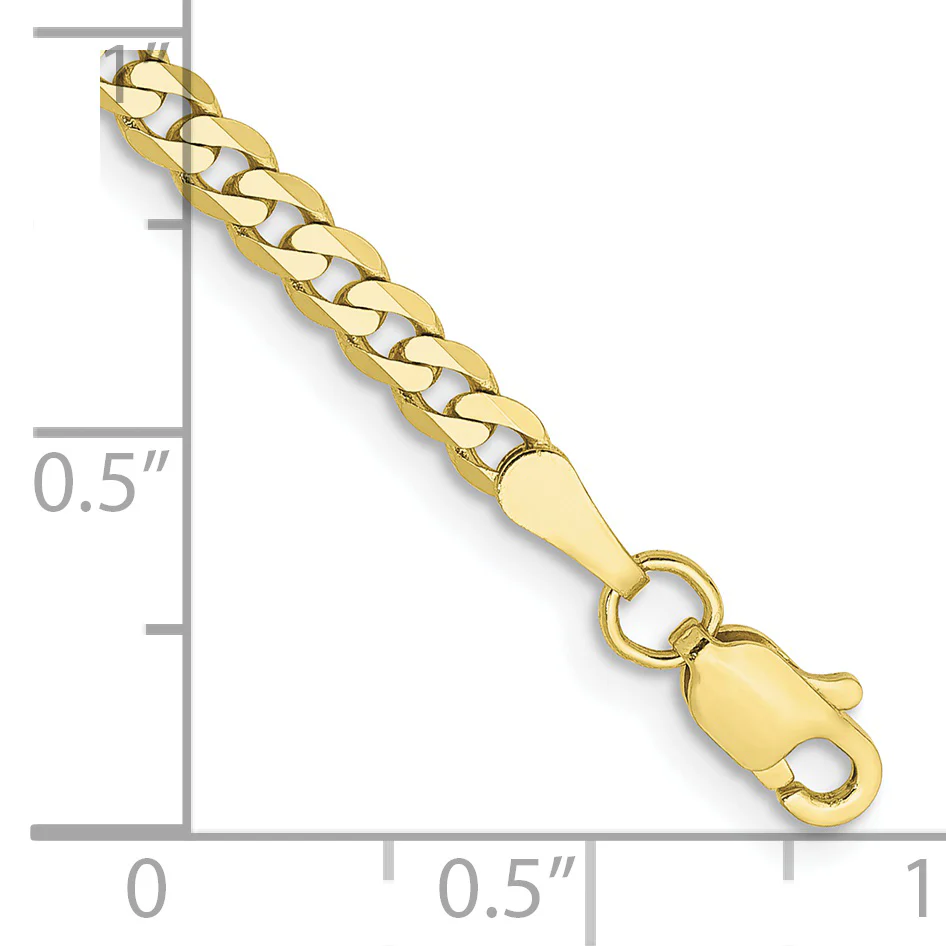 Pulsera Curb Beveled Plana de Oro Amarillo de 10k de 2.9mm - Image 2