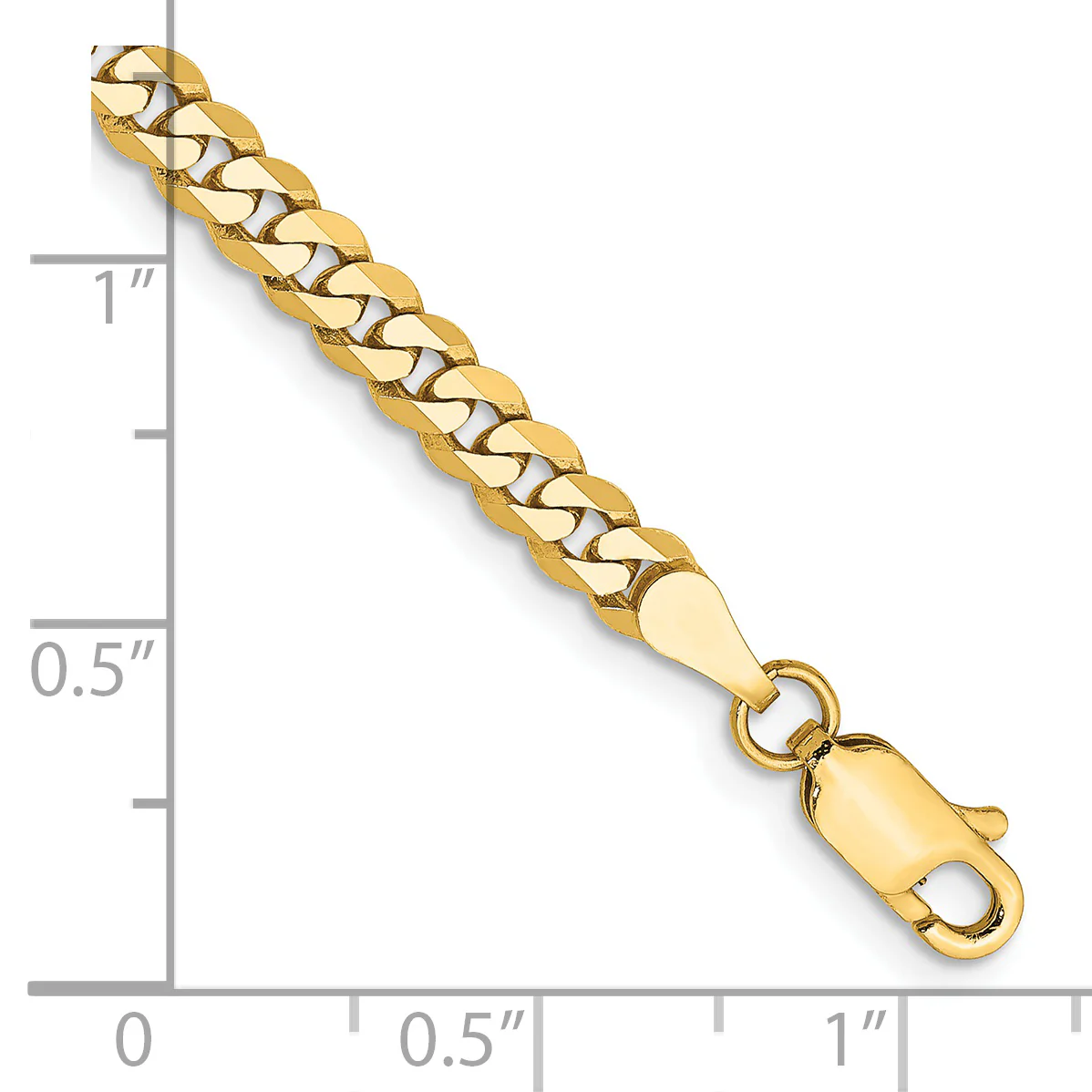 Pulsera Curb Aplanada y Biselada de Oro Amarillo de 14k de 8 pulgadas y 3.9 mm con Cierre de Langosta - Image 2