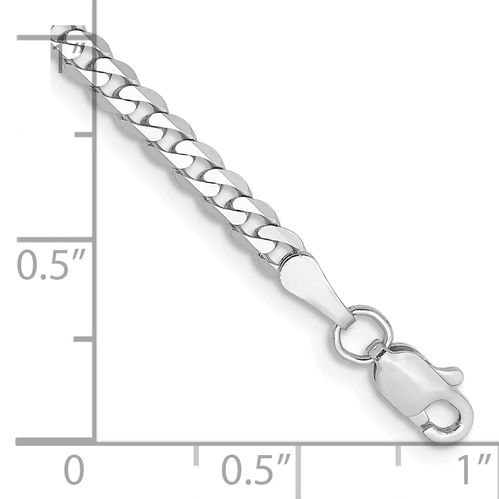 Pulsera Curb Aplanada y Biselada de Oro Blanco de 14k de 8 pulgadas y 2.9 mm con Cierre de Langosta - Image 2