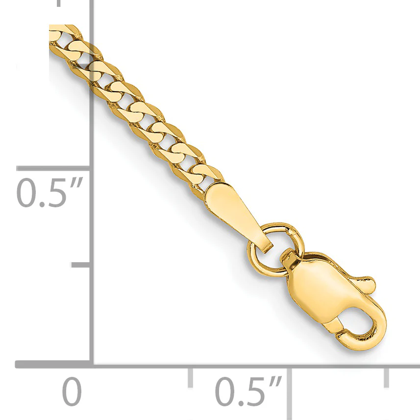 Pulsera Curb Aplanada y Biselada de Oro Amarillo de 14k de 8 pulgadas y 2.2 mm con Cierre de Langosta - Image 2