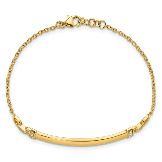 Pulsera de Identificación con Diamantes en Oro de 14k – 7 Pulgadas - Image 3