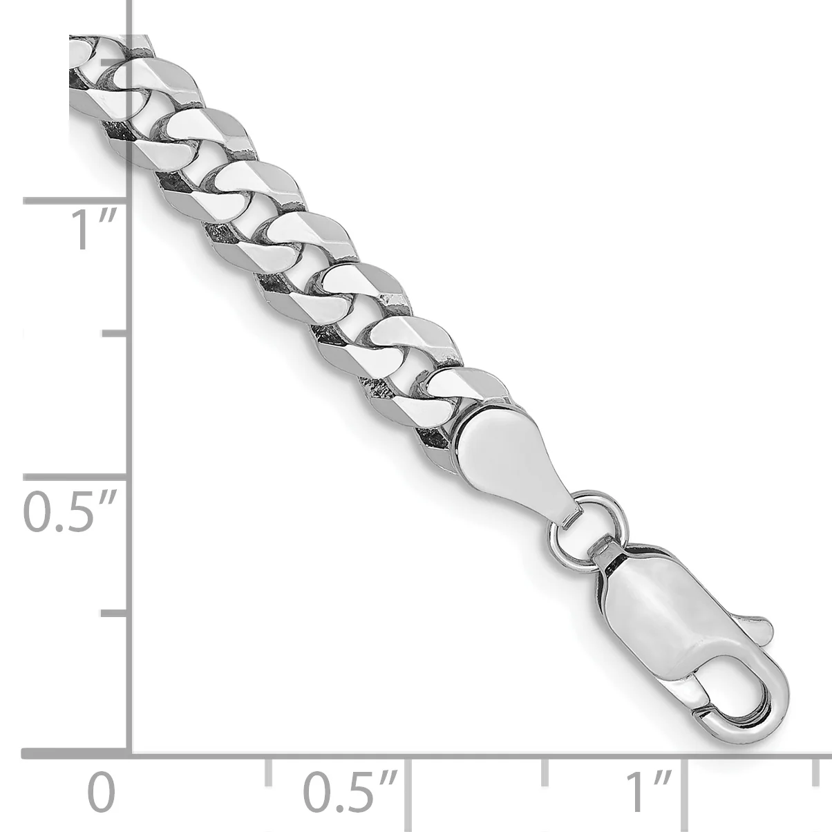 Pulsera Curb Aplanada y Biselada de Oro Blanco de 14k de 7 pulgadas y 4.75 mm con Cierre de Langosta - Image 2