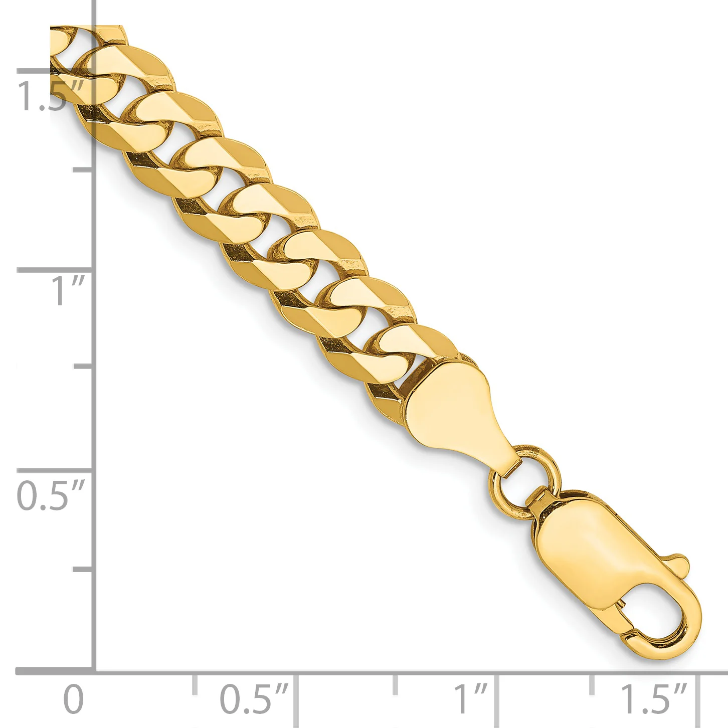 Pulsera Curb Aplanada y Biselada de Oro Amarillo de 14k de 7 pulgadas y 6.25 mm con Cierre de Langosta - Image 2