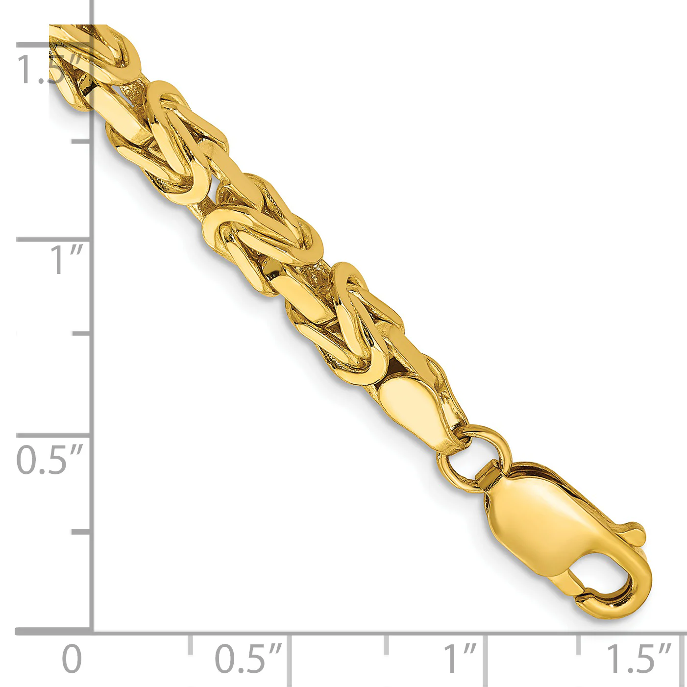 Pulsera de Oro Amarillo de 14k de 8 pulgadas y 4 mm Estilo Bizantino con Cierre de Langosta - Image 2