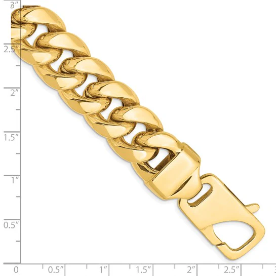 Pulsera Miami Cubana Semi-Sólida de 14k de 8 pulgadas y 15mm con Cierre de Langosta - Image 3