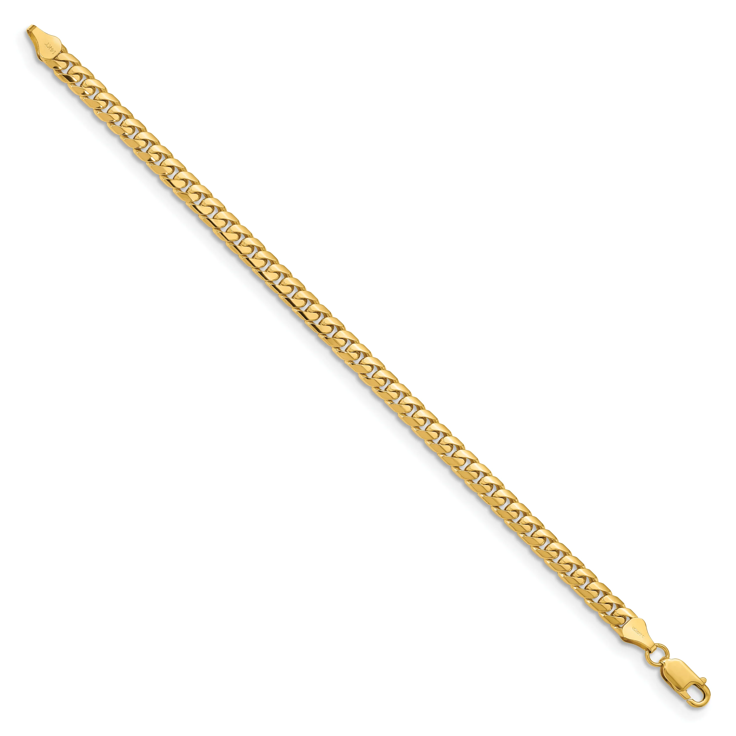 Pulsera Miami Cubana Sólida de 14k de 5.5mm con Cierre de Langosta Longitud de 9 pulgadas - Image 2