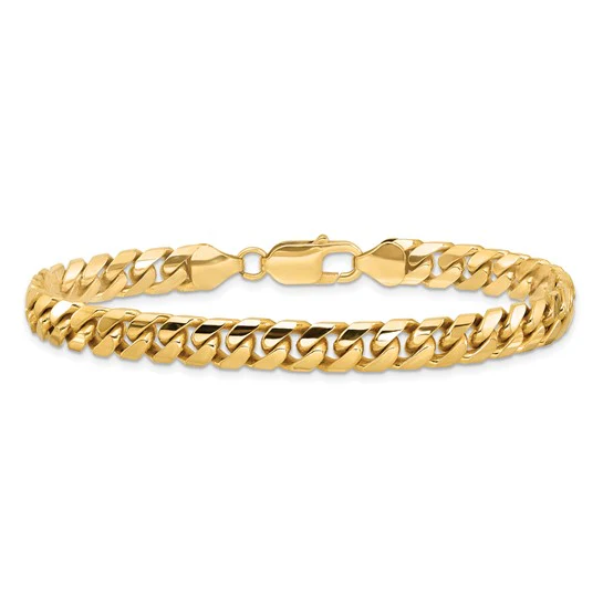 Pulsera de Eslabones Cuban Miami Sólidos 14K, 8.5 pulgadas, 6.75 mm, con Cierre de Langosta - Image 4
