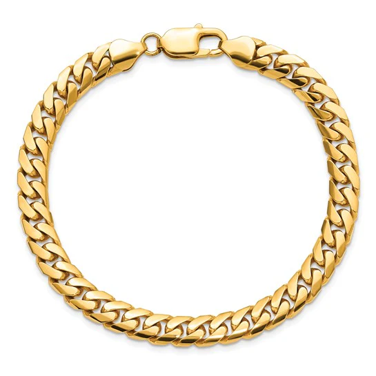 Pulsera de Eslabones Cuban Miami Sólidos 14K, 8.5 pulgadas, 6.75 mm, con Cierre de Langosta - Image 5