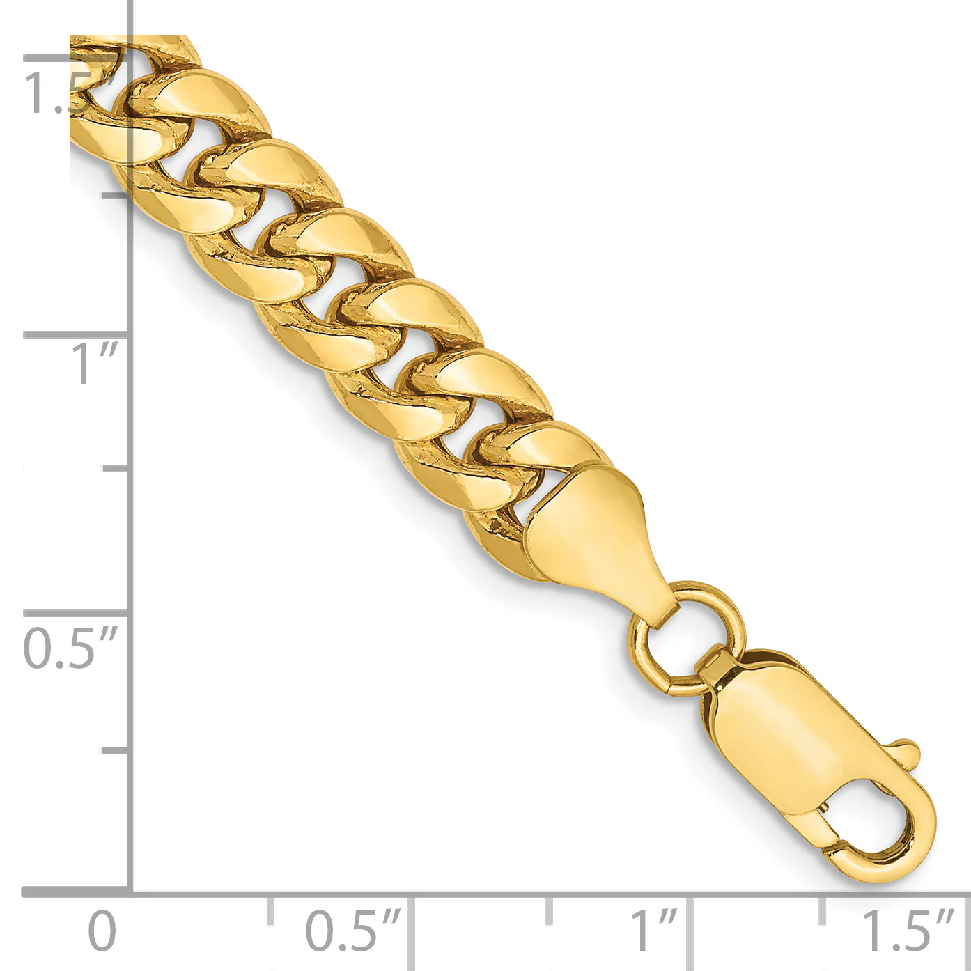 Pulsera Miami Cubana Semi-Sólida de 14k de 7 pulgadas y 6.75mm con Cierre de Langosta - Image 2