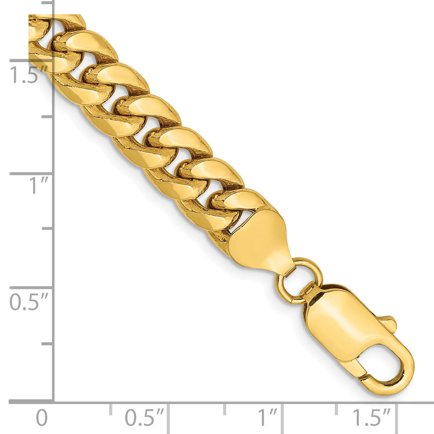 Pulsera Miami Cubana Semi-Sólida de 14k de 8 pulgadas y 7.3mm con Cierre de Langosta - Image 2
