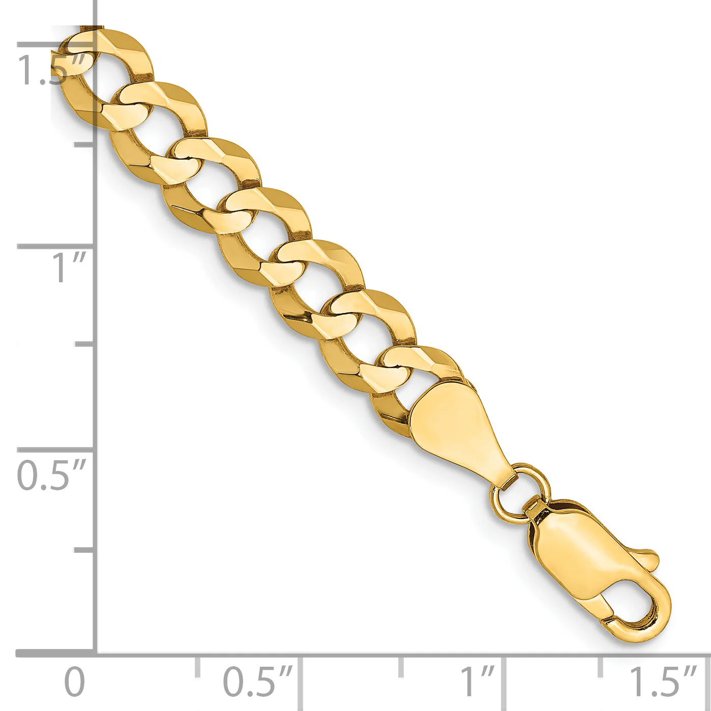 Pulsera de Oro Amarillo de 14k, 8 pulgadas, 5.9mm, Estilo Cubano Plano Ligero con Cierre de Langosta - Image 2