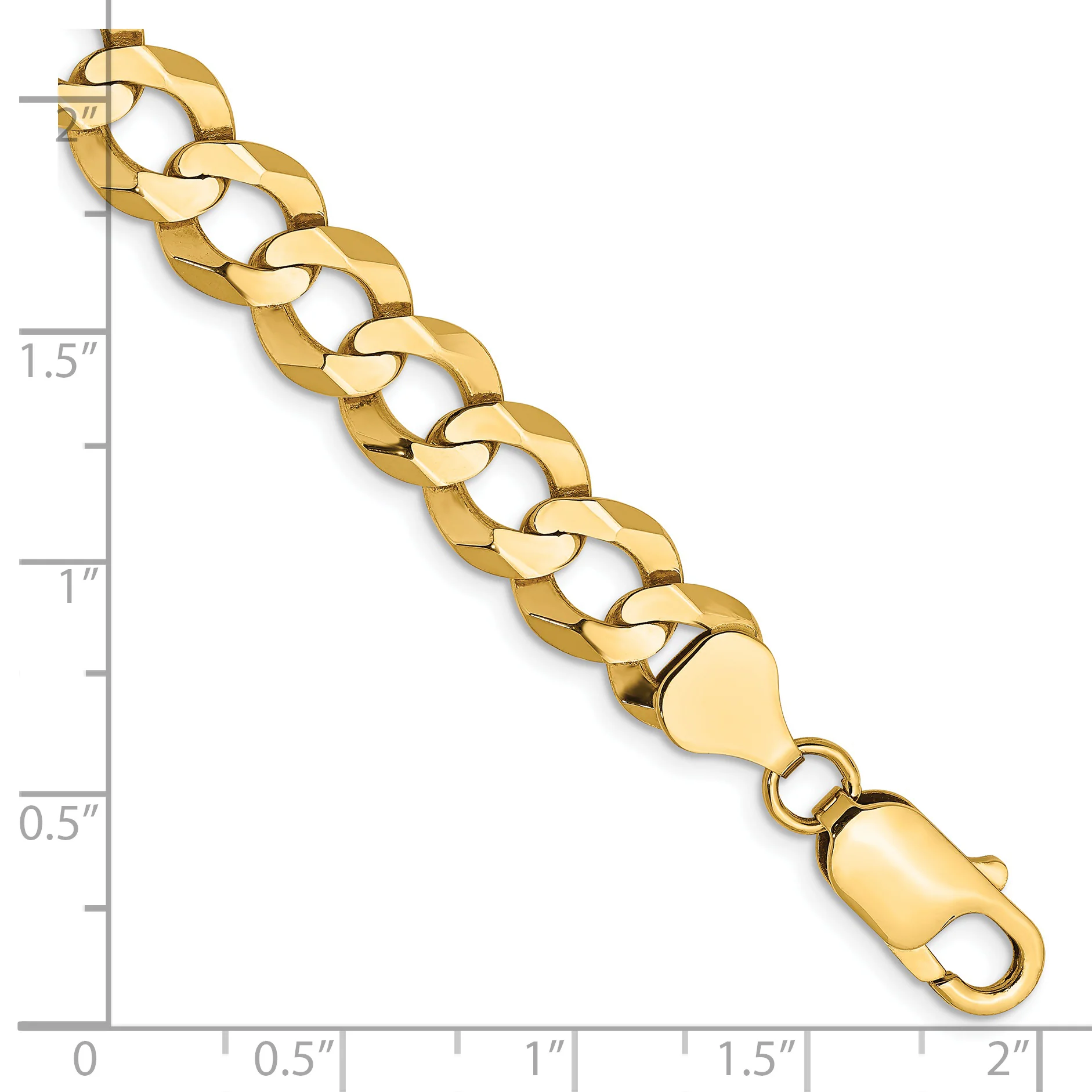 Pulsera de Oro Amarillo de 14k, 9 pulgadas, 8.3mm, Estilo Cubano Plano Ligero con Cierre de Langosta - Image 2