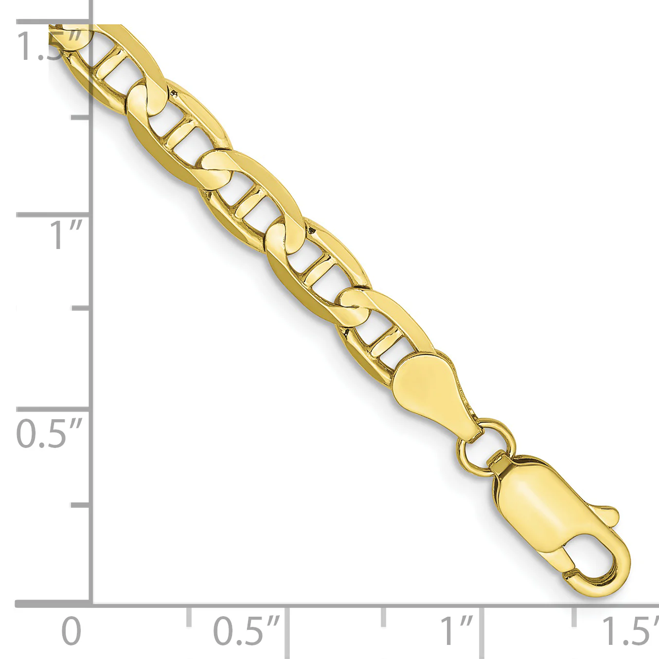 Pulsera Ancla Cóncava de Oro Amarillo de 10k, 4.5mm - Image 2