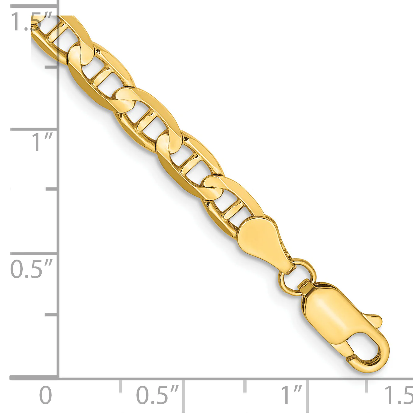 Pulsera Ancla Cóncava de Oro Amarillo de 14k, 9 pulgadas, 4.5mm con Cierre de Langosta - Image 2