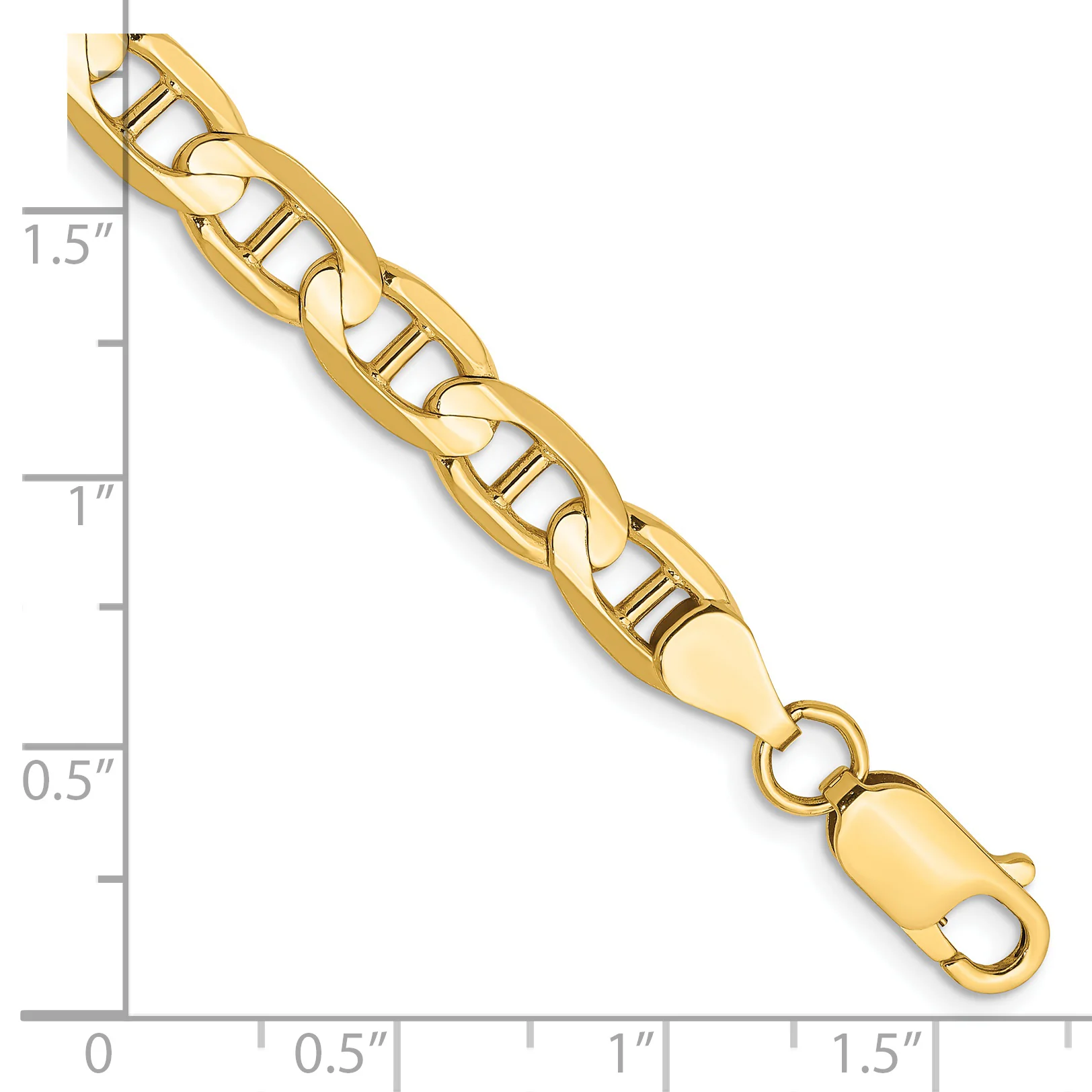 Pulsera Ancla Cóncava de Oro Amarillo de 14k, 7 pulgadas, 6.25mm con Cierre de Langosta - Image 2