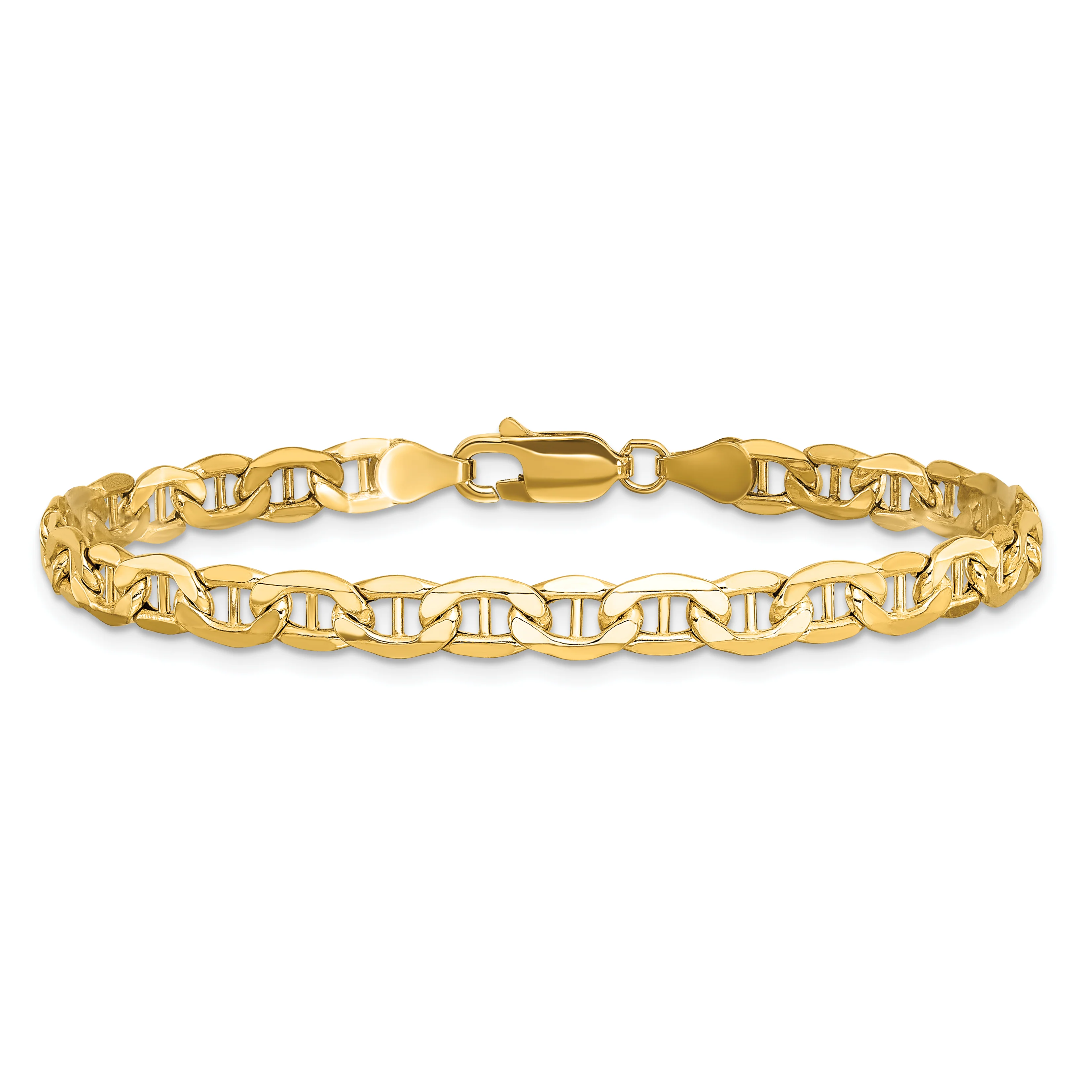 Pulsera Ancla Semi-Sólida de Oro Amarillo de 14k, 4.75mm con Cierre de Langosta - Image 3