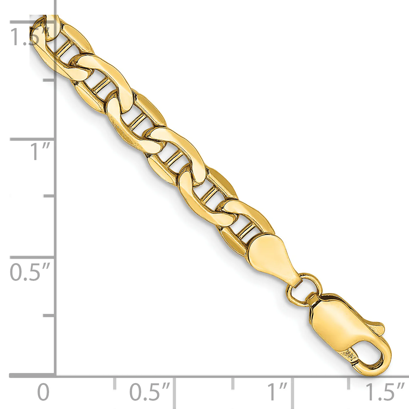 Pulsera Ancla Semi-Sólida de Oro Amarillo de 14k, 4.75mm con Cierre de Langosta - Image 2