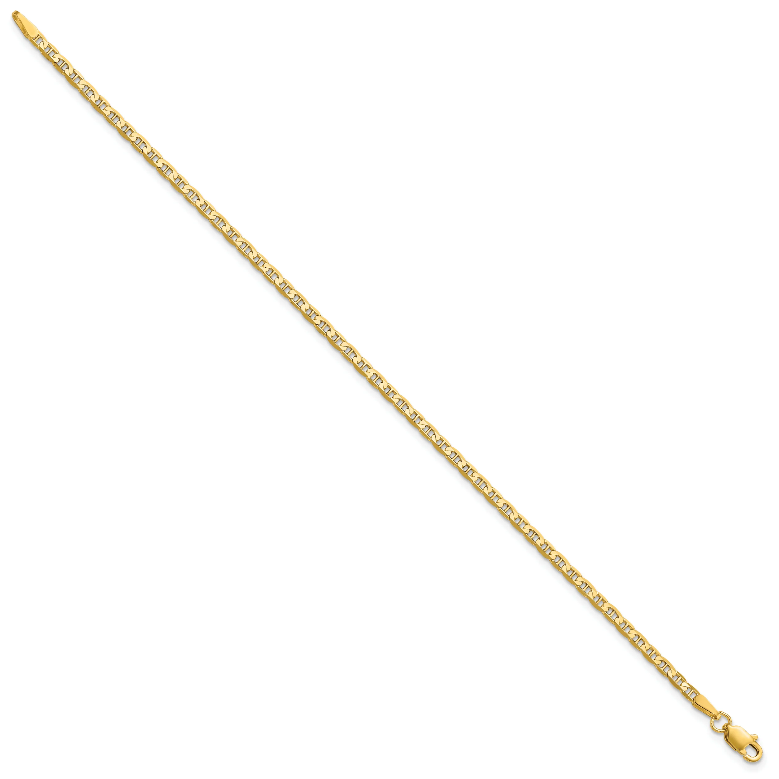 Pulsera de Oro Amarillo de 14k, 8 pulgadas, 2.4mm, Estilo Ancla Cóncavo con Cierre de Langosta - Image 2