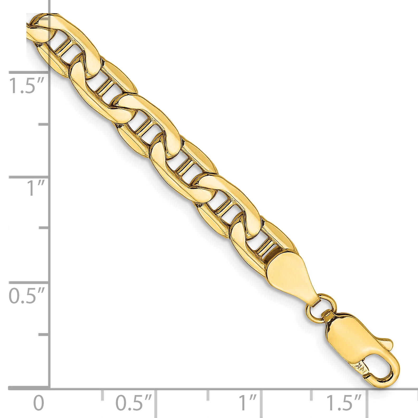 Pulsera Ancla Semi-Sólida de Oro Amarillo de 14k, 5.5mm con Cierre de Langosta (9 pulgadas) - Image 2