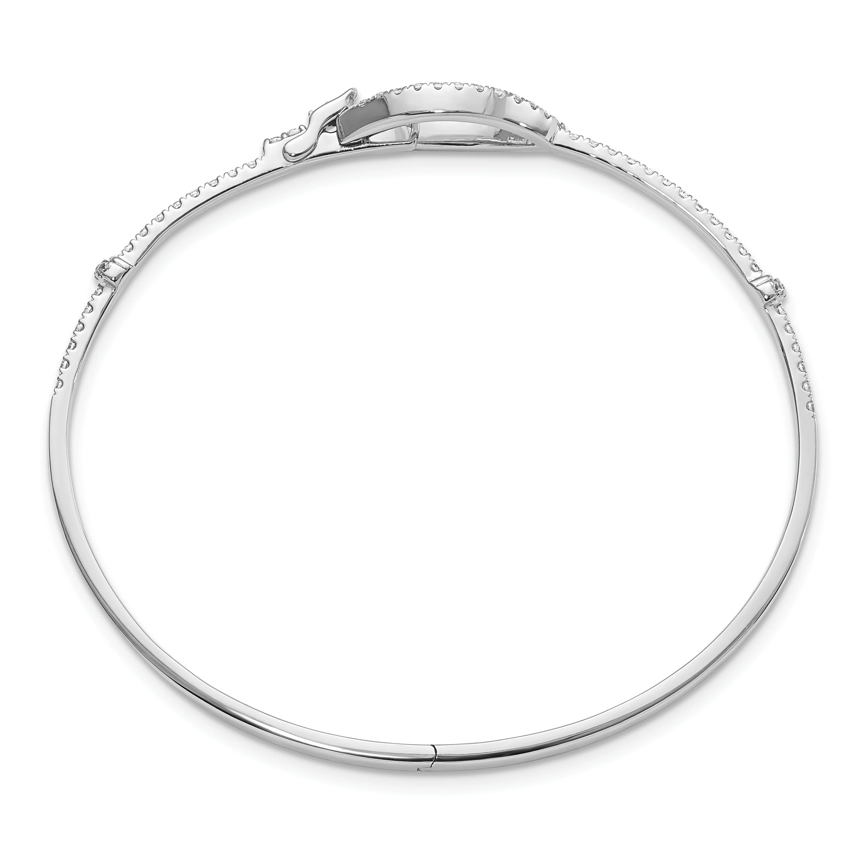 Pulsera Bangle 14k Oro Blanco con Diamantes y Hebilla - Image 2
