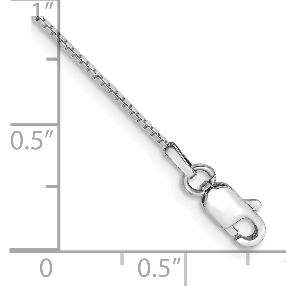 Pulsera de 7 pulgadas con eslabones tipo Caja de 0.9 mm en Oro Blanco de 14k con Cierre de Langosta - Image 2