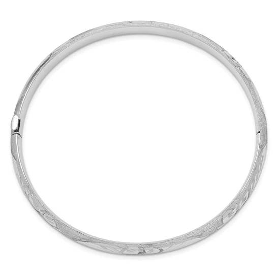 Brazalete Articulado Grabado Florentino en Oro Blanco de 14K (4/16") - Image 2