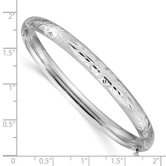 Brazalete Articulado Grabado Florentino en Oro Blanco de 14K (4/16") - Image 3