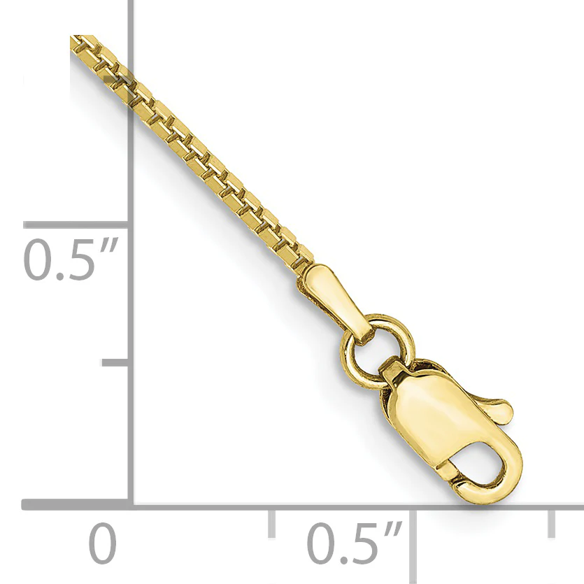 Pulsera de Oro Amarillo de 10k, 7 pulgadas, Pulsera de Caja de 1mm con Cierre de Langosta - Image 2