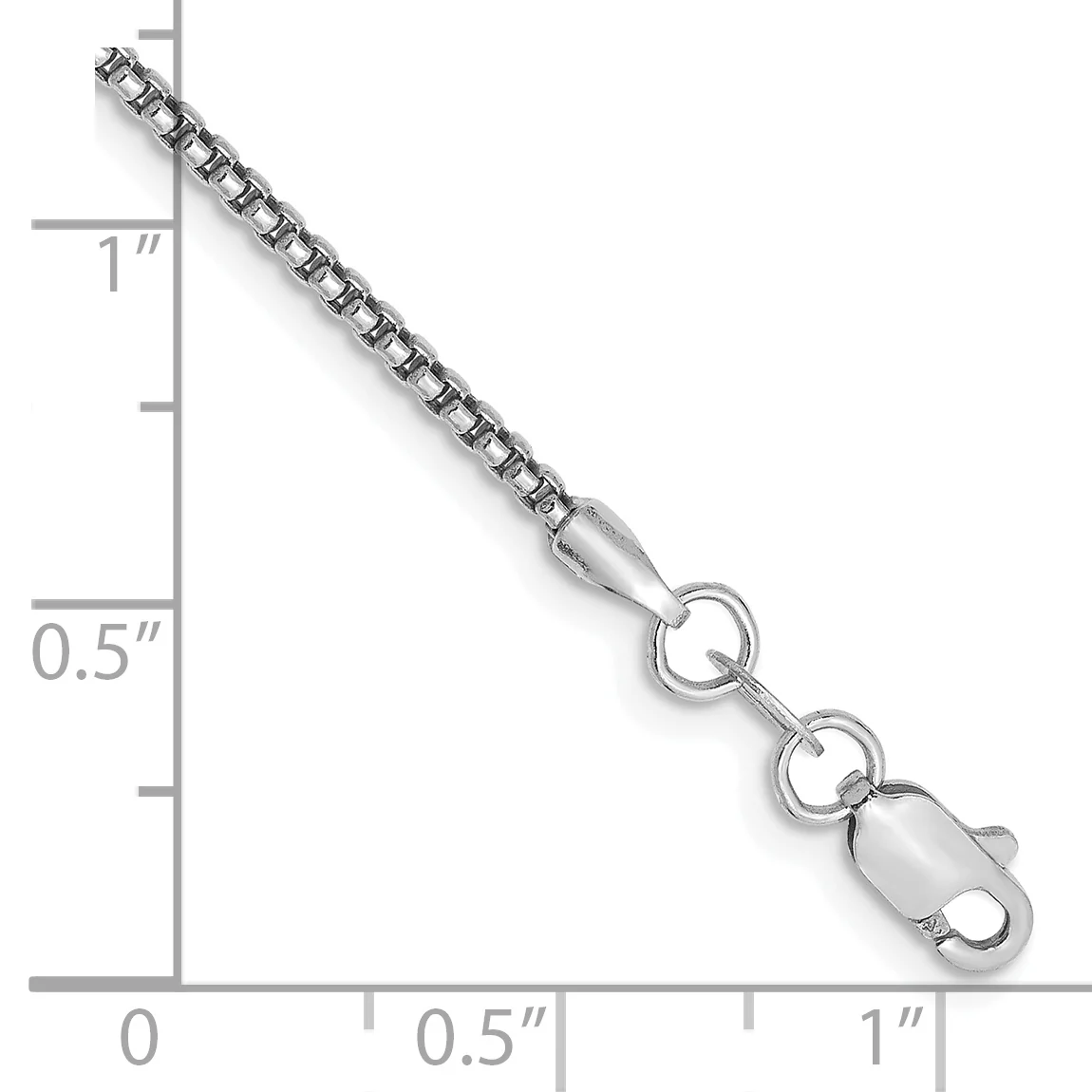 Pulsera de Oro Blanco de 14k, 7 pulgadas, Pulsera de Caja Redonda de 1.5mm con Cierre de Langosta - Image 2