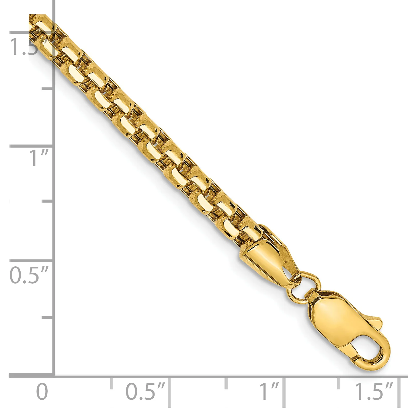 Pulsera de Oro Amarillo de 14k, 7 pulgadas, Pulsera de Caja Redonda de 3.6mm con Cierre de Langosta - Image 2