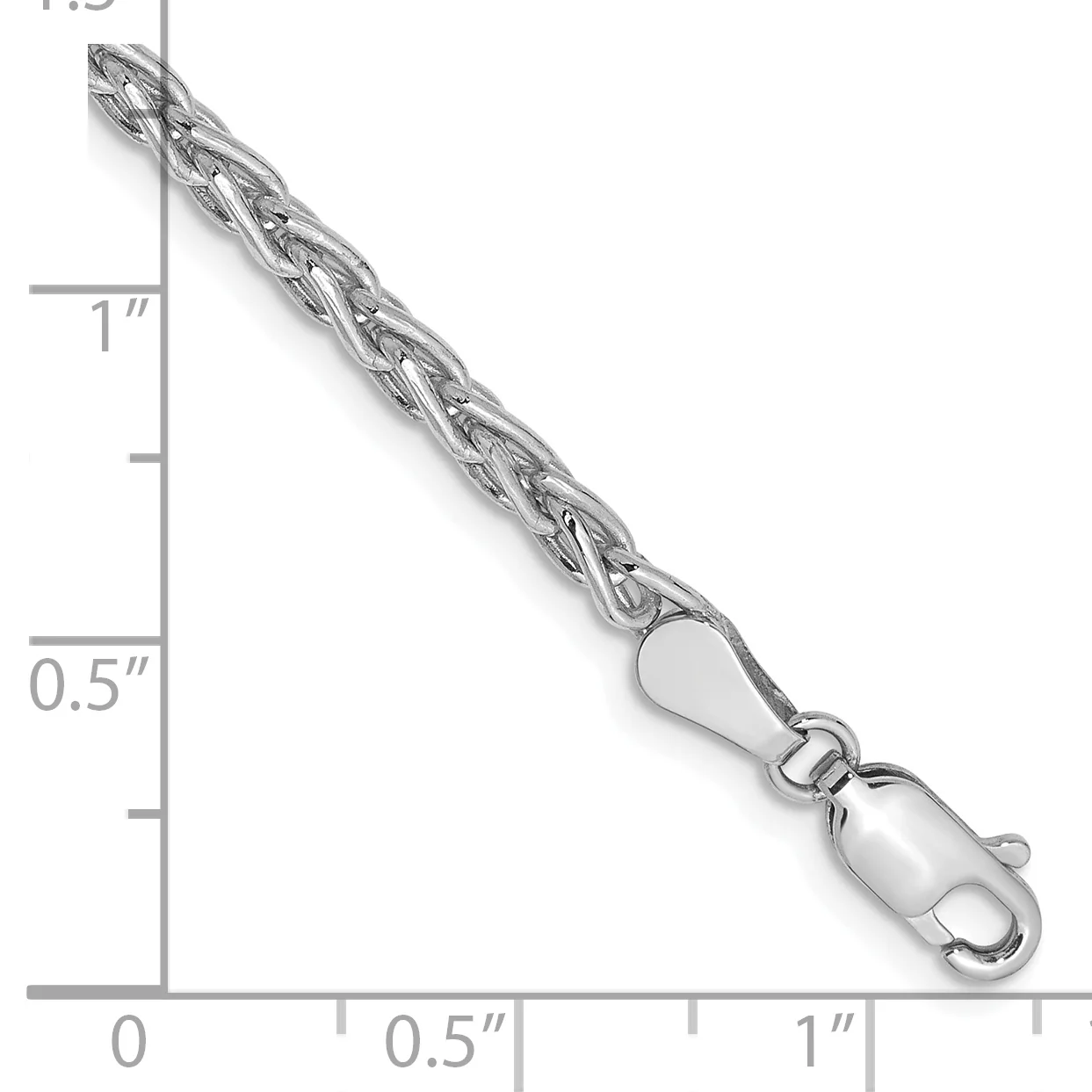 Pulsera Parisina de Trigo de 4mm en Oro Blanco de 14k con Cierre de Langosta de 7 pulgadas - Image 2