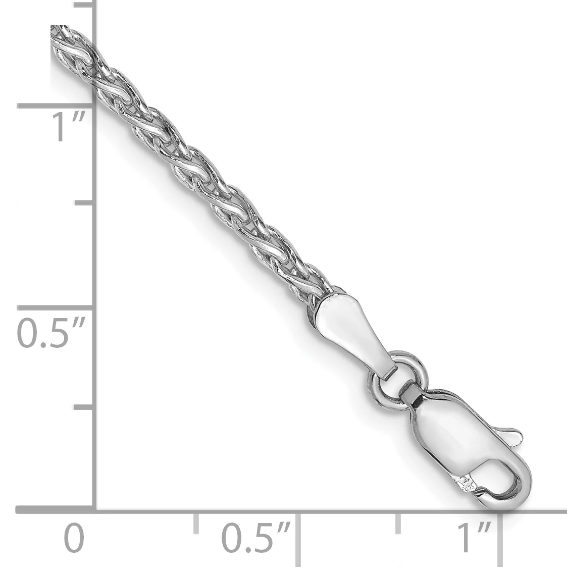 Pulsera Parisina de Trigo de 2.25mm en Oro Blanco de 14k con Cierre de Langosta de 7 pulgadas - Image 2