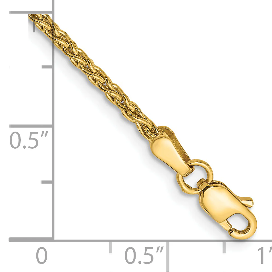 Pulsera de Trigo Parisino de 1.75mm en Oro Amarillo de 14k con Cierre de Langosta de 7 pulgadas - Image 2