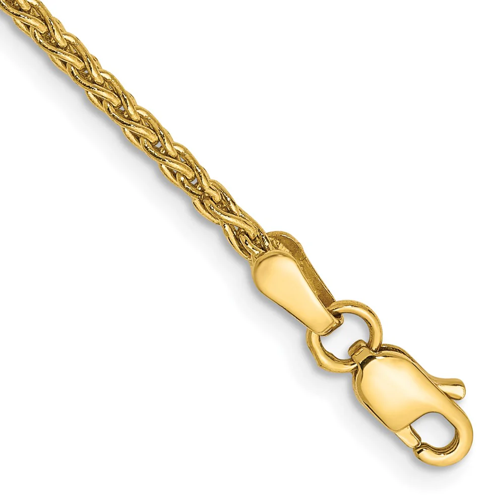 Pulsera de Trigo Parisino de 1.75mm en Oro Amarillo de 14k con Cierre de Langosta de 8 pulgadas